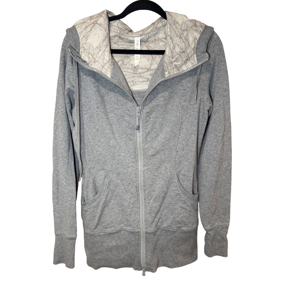 Lululemon Full Zip Hooded Jacket Gray Pink Size 10